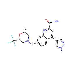 C[C@@H]1CN(Cc2ccc3c(-c4cnn(C)c4)cc(C(N)=O)nc3c2)C[C@H](C(F)(F)F)O1 ZINC000220761219