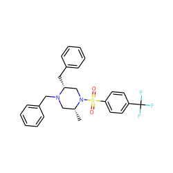 C[C@@H]1CN(Cc2ccccc2)[C@H](Cc2ccccc2)CN1S(=O)(=O)c1ccc(C(F)(F)F)cc1 ZINC000096270772