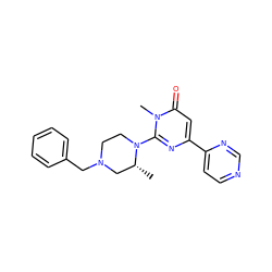 C[C@@H]1CN(Cc2ccccc2)CCN1c1nc(-c2ccncn2)cc(=O)n1C ZINC000114416843