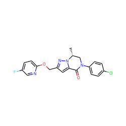 C[C@@H]1CN(c2ccc(Cl)cc2)C(=O)c2cc(COc3ccc(F)cn3)nn21 ZINC000473096930