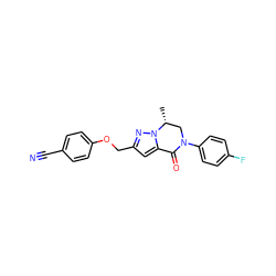 C[C@@H]1CN(c2ccc(F)cc2)C(=O)c2cc(COc3ccc(C#N)cc3)nn21 ZINC000473105557