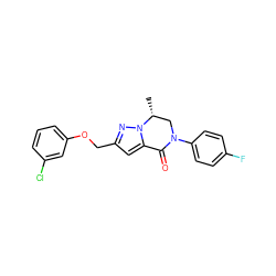 C[C@@H]1CN(c2ccc(F)cc2)C(=O)c2cc(COc3cccc(Cl)c3)nn21 ZINC000473100608