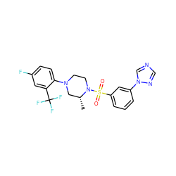 C[C@@H]1CN(c2ccc(F)cc2C(F)(F)F)CCN1S(=O)(=O)c1cccc(-n2cncn2)c1 ZINC000039290216