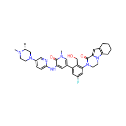 C[C@@H]1CN(c2ccc(Nc3cc(-c4cc(F)cc(N5CCn6c(cc7c6CCCC7)C5=O)c4CO)cn(C)c3=O)nc2)CCN1C ZINC000207411951