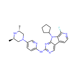 C[C@@H]1CN(c2ccc(Nc3ncc4c5ccnc(F)c5n(C5CCCC5)c4n3)nc2)C[C@@H](C)N1 ZINC000117683746