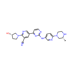 C[C@@H]1CN(c2ccc(Nc3nccc(-c4cnc(N5CC[C@H](O)C5)c(C#N)c4)n3)cn2)CCN1 ZINC000221348849