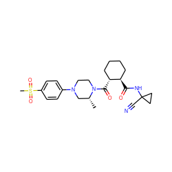 C[C@@H]1CN(c2ccc(S(C)(=O)=O)cc2)CCN1C(=O)[C@@H]1CCCC[C@H]1C(=O)NC1(C#N)CC1 ZINC000095557739