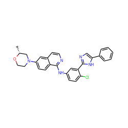 C[C@@H]1CN(c2ccc3c(Nc4ccc(Cl)c(-c5ncc(-c6ccccc6)[nH]5)c4)nccc3c2)CCO1 ZINC000095573120