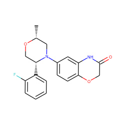 C[C@@H]1CN(c2ccc3c(c2)NC(=O)CO3)[C@H](c2ccccc2F)CO1 ZINC001772579308