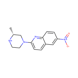 C[C@@H]1CN(c2ccc3cc([N+](=O)[O-])ccc3n2)CCN1 ZINC000029340629