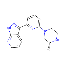 C[C@@H]1CN(c2cccc(-c3n[nH]c4ncccc34)n2)CCN1 ZINC000095581636