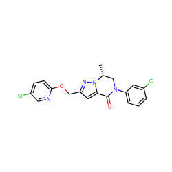 C[C@@H]1CN(c2cccc(Cl)c2)C(=O)c2cc(COc3ccc(Cl)cn3)nn21 ZINC000473104907