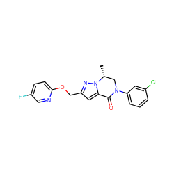 C[C@@H]1CN(c2cccc(Cl)c2)C(=O)c2cc(COc3ccc(F)cn3)nn21 ZINC000473104942