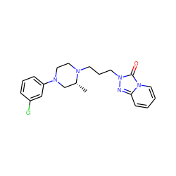 C[C@@H]1CN(c2cccc(Cl)c2)CCN1CCCn1nc2ccccn2c1=O ZINC000013782782