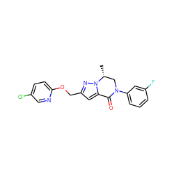 C[C@@H]1CN(c2cccc(F)c2)C(=O)c2cc(COc3ccc(Cl)cn3)nn21 ZINC000473106414