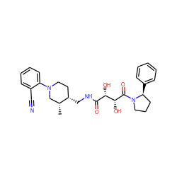 C[C@@H]1CN(c2ccccc2C#N)CC[C@@H]1CNC(=O)[C@H](O)[C@@H](O)C(=O)N1CCC[C@@H]1c1ccccc1 ZINC000071331574