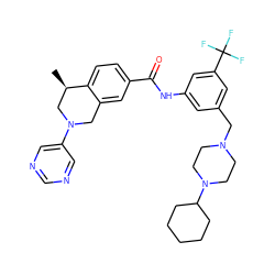 C[C@@H]1CN(c2cncnc2)Cc2cc(C(=O)Nc3cc(CN4CCN(C5CCCCC5)CC4)cc(C(F)(F)F)c3)ccc21 ZINC001772598898