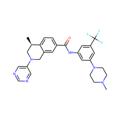 C[C@@H]1CN(c2cncnc2)Cc2cc(C(=O)Nc3cc(N4CCN(C)CC4)cc(C(F)(F)F)c3)ccc21 ZINC001772634044