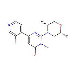 C[C@@H]1CN(c2nc(-c3ccncc3F)cc(=O)n2C)[C@H](C)CO1 ZINC000147344872