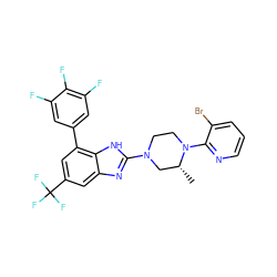 C[C@@H]1CN(c2nc3cc(C(F)(F)F)cc(-c4cc(F)c(F)c(F)c4)c3[nH]2)CCN1c1ncccc1Br ZINC000038157628