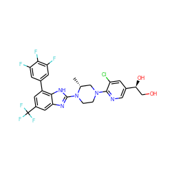 C[C@@H]1CN(c2ncc([C@@H](O)CO)cc2Cl)CCN1c1nc2cc(C(F)(F)F)cc(-c3cc(F)c(F)c(F)c3)c2[nH]1 ZINC000014210665