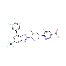 C[C@@H]1CN(c2ncc(C(=O)O)cc2Cl)CCN1c1nc2cc(C(F)(F)F)cc(-c3cc(F)c(F)c(F)c3)c2[nH]1 ZINC000038157609