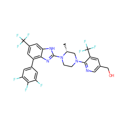 C[C@@H]1CN(c2ncc(CO)cc2C(F)(F)F)CCN1c1nc2c(-c3cc(F)c(F)c(F)c3)cc(C(F)(F)F)cc2[nH]1 ZINC000038157619