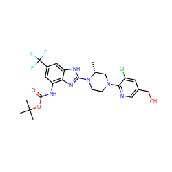 C[C@@H]1CN(c2ncc(CO)cc2Cl)CCN1c1nc2c(NC(=O)OC(C)(C)C)cc(C(F)(F)F)cc2[nH]1 ZINC000038157617