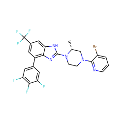 C[C@@H]1CN(c2ncccc2Br)CCN1c1nc2c(-c3cc(F)c(F)c(F)c3)cc(C(F)(F)F)cc2[nH]1 ZINC000038157630