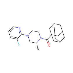 C[C@@H]1CN(c2ncccc2F)CCN1C(=O)C12CC3CC(CC(C3)C1)C2 ZINC000096272423