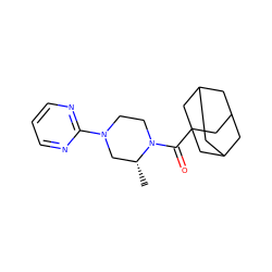 C[C@@H]1CN(c2ncccn2)CCN1C(=O)C12CC3CC(CC(C3)C1)C2 ZINC000096272417