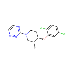 C[C@@H]1CN(c2nccnn2)CC[C@@H]1Oc1cc(Cl)ccc1Cl ZINC000166377935