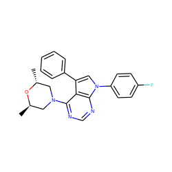 C[C@@H]1CN(c2ncnc3c2c(-c2ccccc2)cn3-c2ccc(F)cc2)C[C@@H](C)O1 ZINC000001447661