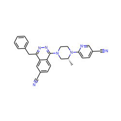 C[C@@H]1CN(c2nnc(Cc3ccccc3)c3cc(C#N)ccc23)CCN1c1ccc(C#N)cn1 ZINC000169354074