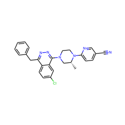 C[C@@H]1CN(c2nnc(Cc3ccccc3)c3ccc(Cl)cc23)CCN1c1ccc(C#N)cn1 ZINC000098208367