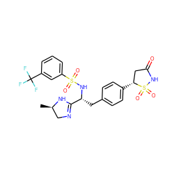 C[C@@H]1CN=C([C@@H](Cc2ccc([C@@H]3CC(=O)NS3(=O)=O)cc2)NS(=O)(=O)c2cccc(C(F)(F)F)c2)N1 ZINC000028977400