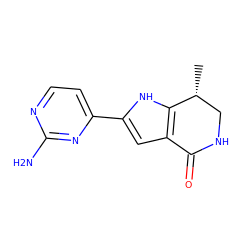 C[C@@H]1CNC(=O)c2cc(-c3ccnc(N)n3)[nH]c21 ZINC000013979646