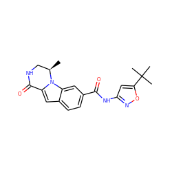 C[C@@H]1CNC(=O)c2cc3ccc(C(=O)Nc4cc(C(C)(C)C)on4)cc3n21 ZINC000218307219