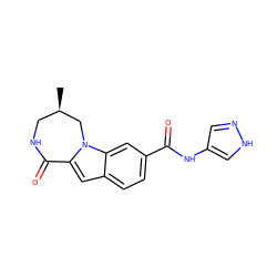 C[C@@H]1CNC(=O)c2cc3ccc(C(=O)Nc4cn[nH]c4)cc3n2C1 ZINC000147853712