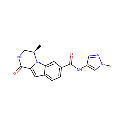 C[C@@H]1CNC(=O)c2cc3ccc(C(=O)Nc4cnn(C)c4)cc3n21 ZINC000147854594