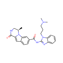 C[C@@H]1CNC(=O)c2cc3ccc(C(=O)Nc4nc5ccccc5n4CCCN(C)C)cc3n21 ZINC000117719944