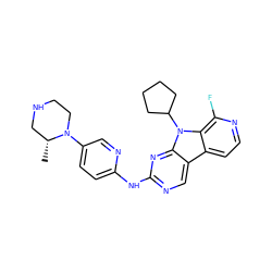 C[C@@H]1CNCCN1c1ccc(Nc2ncc3c4ccnc(F)c4n(C4CCCC4)c3n2)nc1 ZINC000117693515