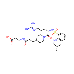 C[C@@H]1CNc2c(cccc2S(=O)(=O)N[C@@H](CCCN=C(N)N)C(=O)N2CCC(CCC(=O)NCCC(=O)O)CC2)C1 ZINC000027523755