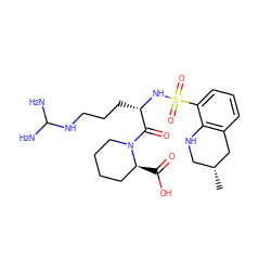 C[C@@H]1CNc2c(cccc2S(=O)(=O)N[C@@H](CCCNC(N)N)C(=O)N2CCCC[C@@H]2C(=O)O)C1 ZINC000029321933