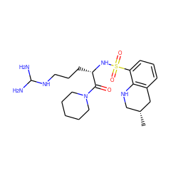 C[C@@H]1CNc2c(cccc2S(=O)(=O)N[C@@H](CCCNC(N)N)C(=O)N2CCCCC2)C1 ZINC000029330088