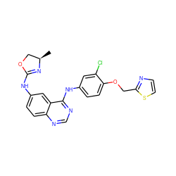 C[C@@H]1COC(Nc2ccc3ncnc(Nc4ccc(OCc5nccs5)c(Cl)c4)c3c2)=N1 ZINC000013980035