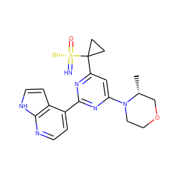 C[C@@H]1COCCN1c1cc(C2([S@@](C)(=N)=O)CC2)nc(-c2ccnc3[nH]ccc23)n1 ZINC000096174406