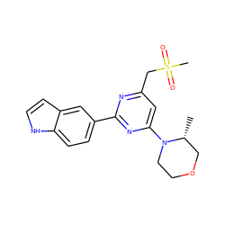 C[C@@H]1COCCN1c1cc(CS(C)(=O)=O)nc(-c2ccc3[nH]ccc3c2)n1 ZINC000084757913