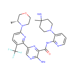 C[C@@H]1COCCN1c1ccc(C(F)(F)F)c(-c2cnc(N)c(C(=O)Nc3ncccc3N3CCC(C)(N)CC3)n2)n1 ZINC001772624949