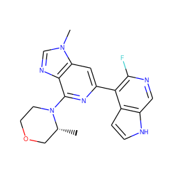 C[C@@H]1COCCN1c1nc(-c2c(F)ncc3[nH]ccc23)cc2c1ncn2C ZINC000299821706